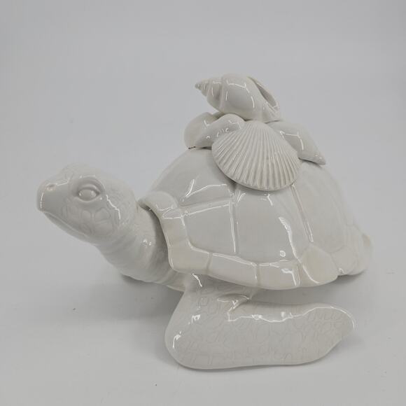 Fitz & Floyd Atlantis Ceramic Sea Turtle Dish w/Lid Trinket Box Coastal Decor - Picture 2 of 10